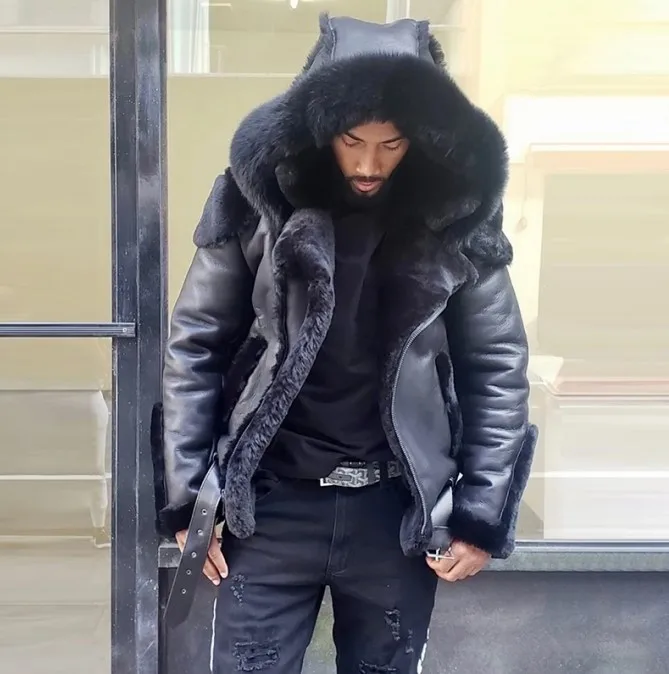 

2021Winter Men'sJacket Coat fur jacket Punk Style Shopping Autumn And Leather & Suede Faux Fur Faux Leather mens clothing