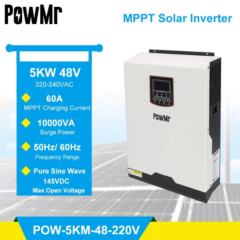 PowMr 5KVA 5000W солнечный гибридный инвертор 48V 220V MPPT 60A Чистая синусоида Инвертор от