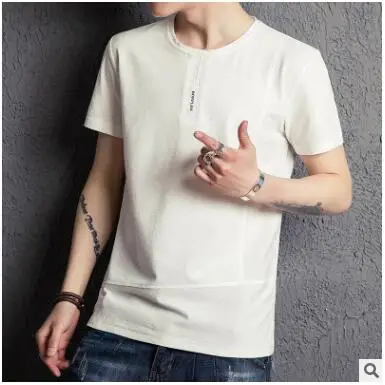

JTFAN ZNG sleeve T-shirt stitching 2018 new summer Korean style round neck T-shirt trend slim half-sleeve