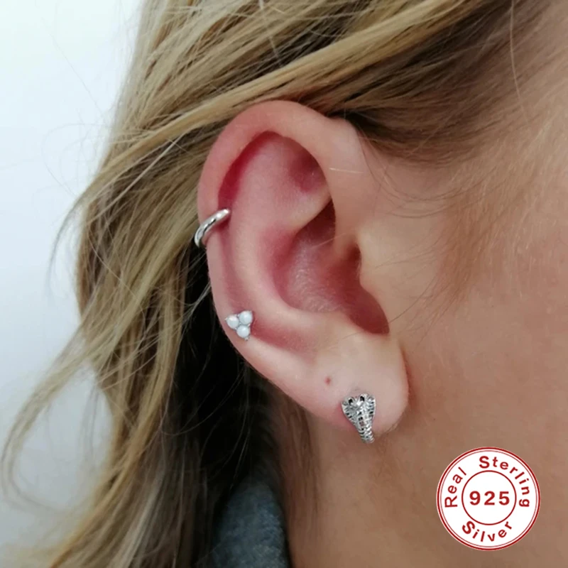 Серьги-кольца ROXI в виде змеи с кристаллами черного циркона для женщин и мужчин