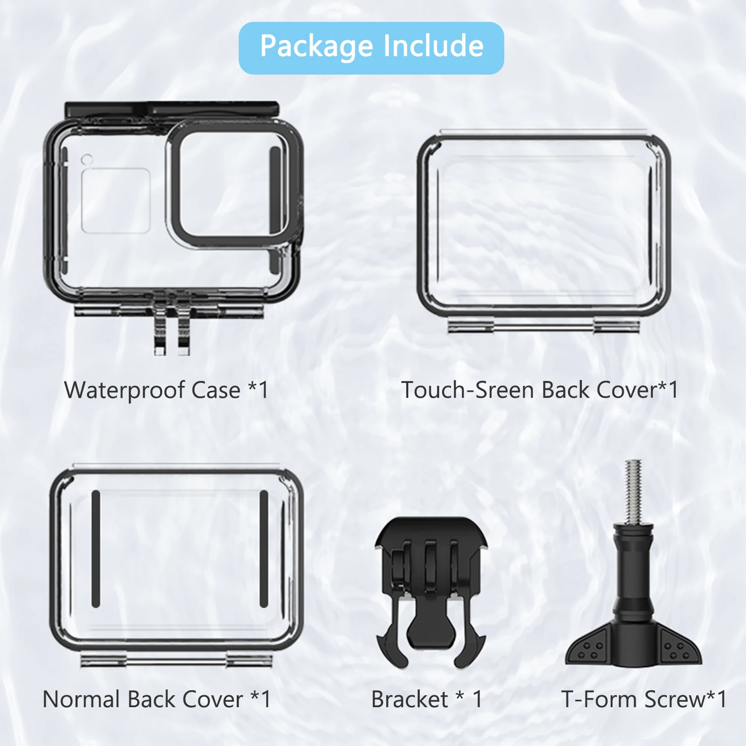 Водонепроницаемый чехол Hopcorner GoPro Hero 8 с сенсорным экраном защитный 60 м для