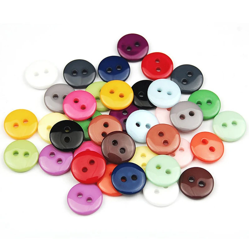 1000 штук разноцветных кнопок для скрапбукинга круглой формы Смола 2 отверстия 11 мм