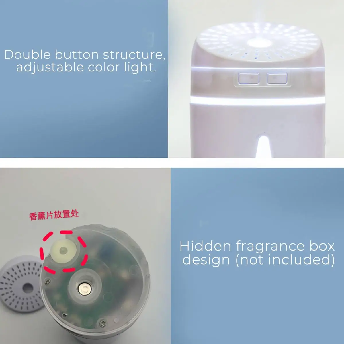 

350ml Portable Humidifier Car Home Mist Maker Air Humidifier Purifier with Romantic Light Essential Aroma Oil Diffuser