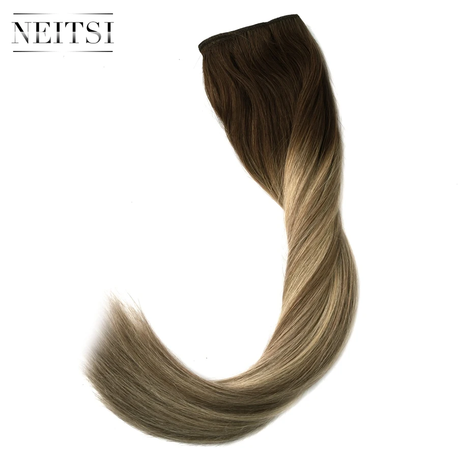 Neitsi прямые сложенные пополам волосы Remy человеческие волосы плетение для наращивания Balayage 2" 50 см 100 г/шт. Омбре прядь натуральных волос пучки