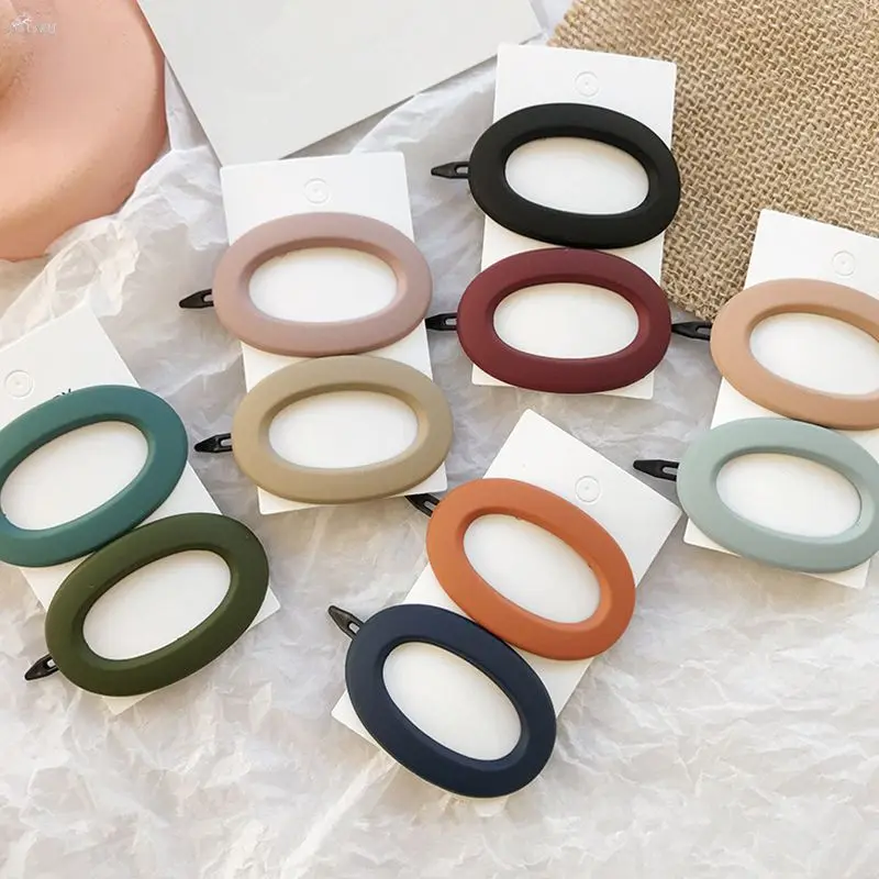 Корейская мода геометрические полые овальной формы шпильки сплошной цвет скраб