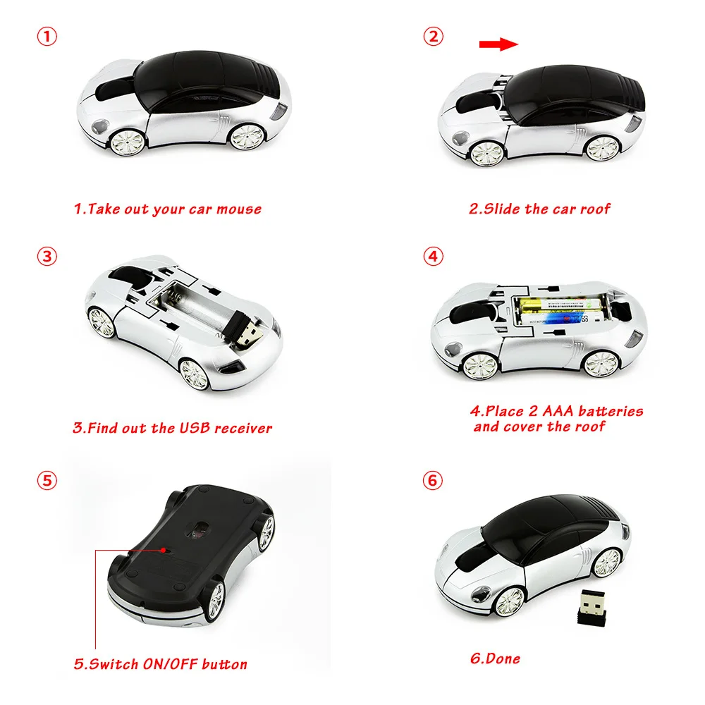 

Wireless 2.4G Mouse Mini Car Design Computer Mause 1600 DPI USB Optical Kids Gift Creative Ergonomic Portable Mice For Laptop PC