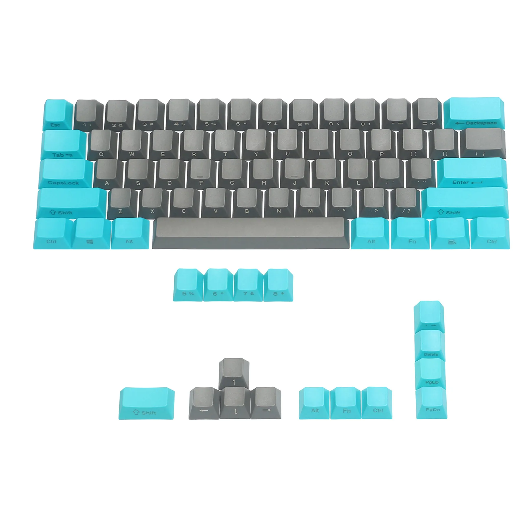 

PBT Keycaps 60 Percent Cherry MX Key Caps Side Print for US-ANSI Layout 61 68 60% MX Switches Mechanical Keyboard(Blue Gray)