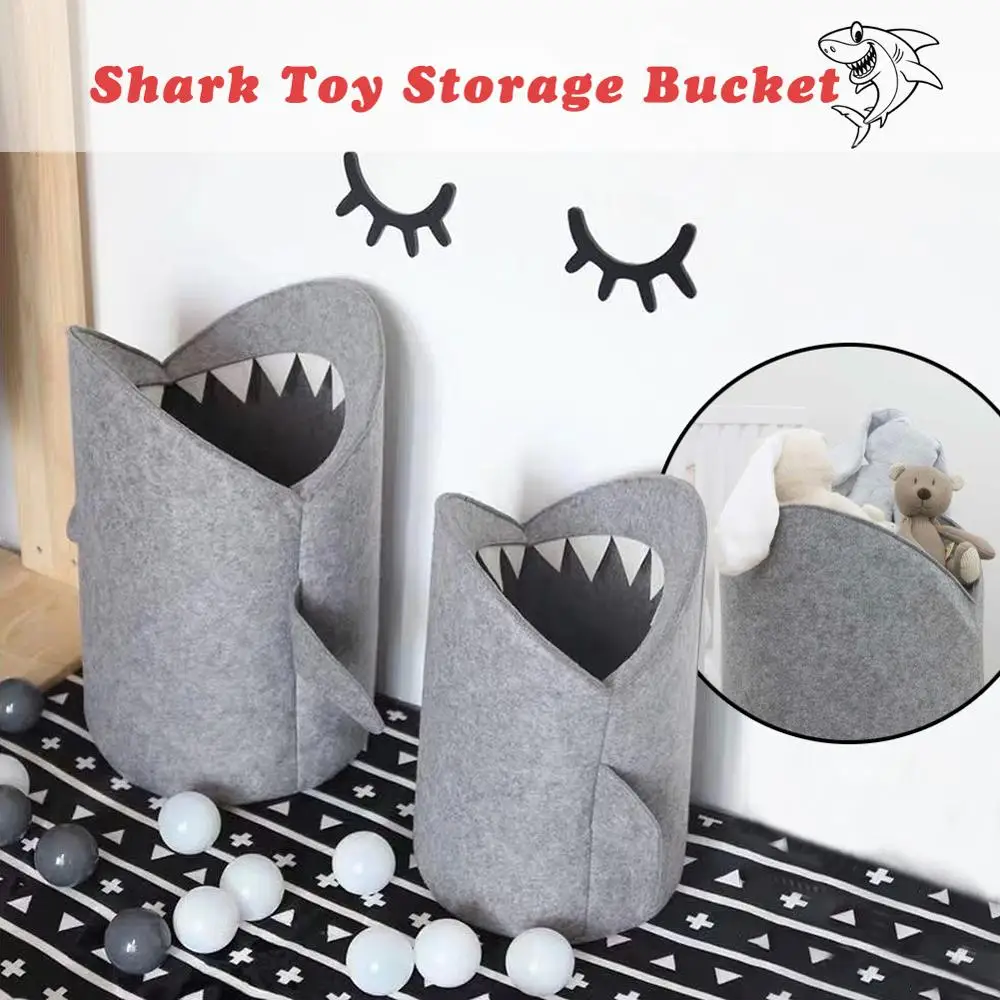 

Nordic Laundry Storage Basket Shark Design Felt Cloth Folding Laundry Bag For Toys Clothes Basket Bags Home Storage Organizer