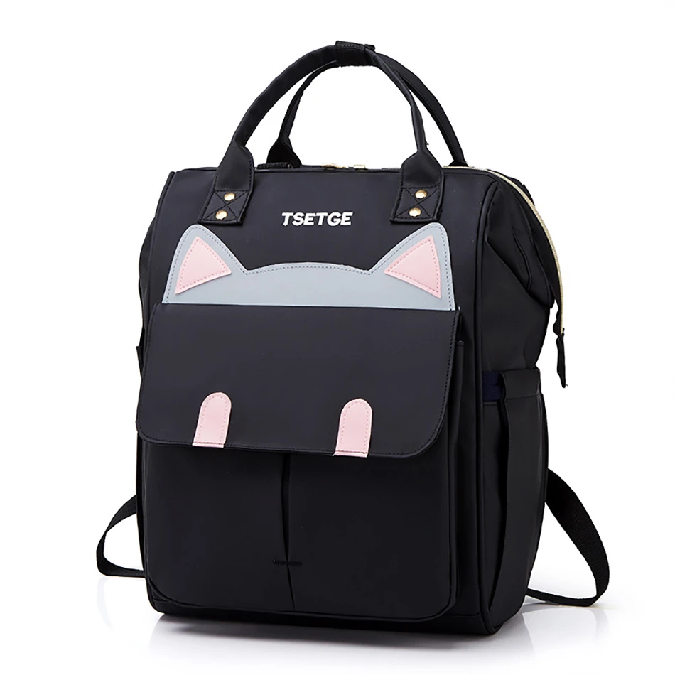 

Creative Mommy Waterproof Backpack Mobile Nursery Feeding Bottle Insulated Travel Anti Theft Backpack Cute Cat Female Bag