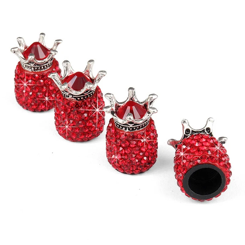 4 шт./упак. Bling блестками и стразами в форме короны шин колесо Шпиндельный клапан