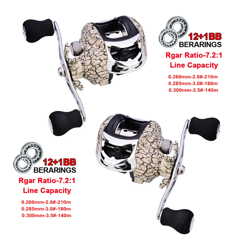 Baitcasting Fishing Reel 2021 New 12+1 Bearings 7.2:1 Ratio Drag Power 10kg Magnetic Brakes for Bait Casting Pesca | Спорт и