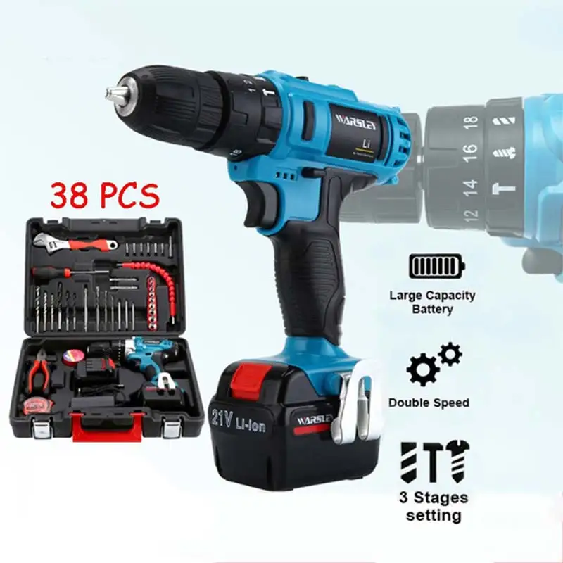 

12V lithium electric drill rechargeable hand electric drill 12V38 tool set