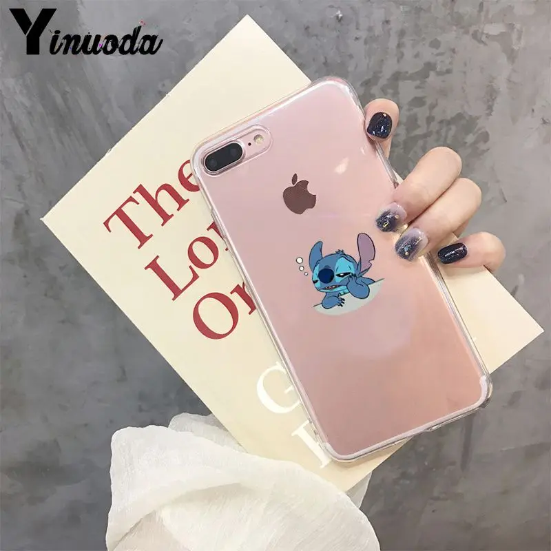 Милый прозрачный чехол для мобильного телефона с рисунком Лило Стич IPhone X XS MAX 6 6S 7
