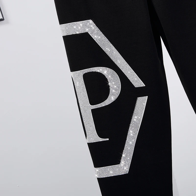 

2021 Planck hooded personalized bodysuit skull head hot drill Plein Europe and America fashion PP bodysuit 2-piece set