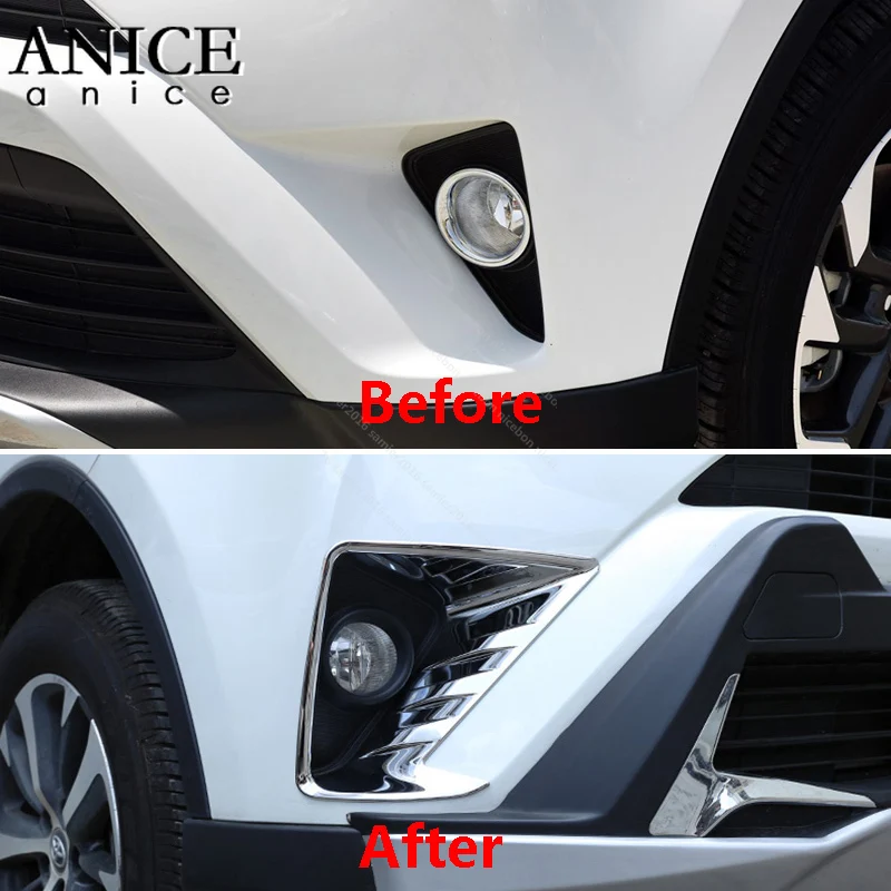2 шт. подходит для TOYOTA RAV4 2016 2017 2018 Хромированная передняя противотуманная фара