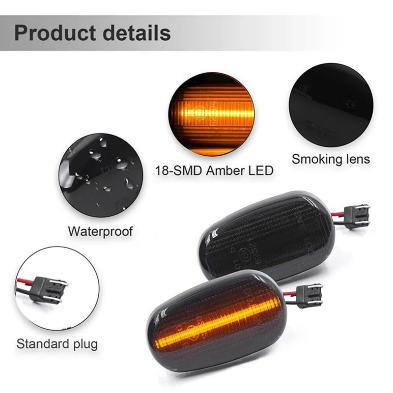 2Pcs Car Dynamic LED Side Marker Light Turn Signal Smoke for Alfa Romeo Mito 147 GT Fiat Bravo 51822766 | Автомобили и мотоциклы