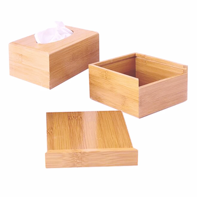 Fashion Style Bamboo Square Tissue Box Creative Seat Type Roll Storage Paper Canister Eco-Friendly Wood Table Decor | Дом и сад