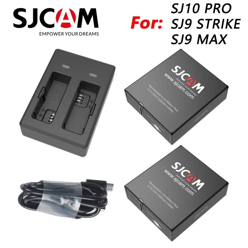 SJCAM SJ10 PRO двойное зарядное устройство 1300 мАч литий ионная батарея для SJ9 STRIKE Series SJ10X