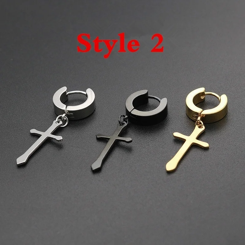 1Pair Fashion Personality Triangle Titanium Steel Earrings Men Boys Black Punk Rock Ear Studs V | Украшения и аксессуары