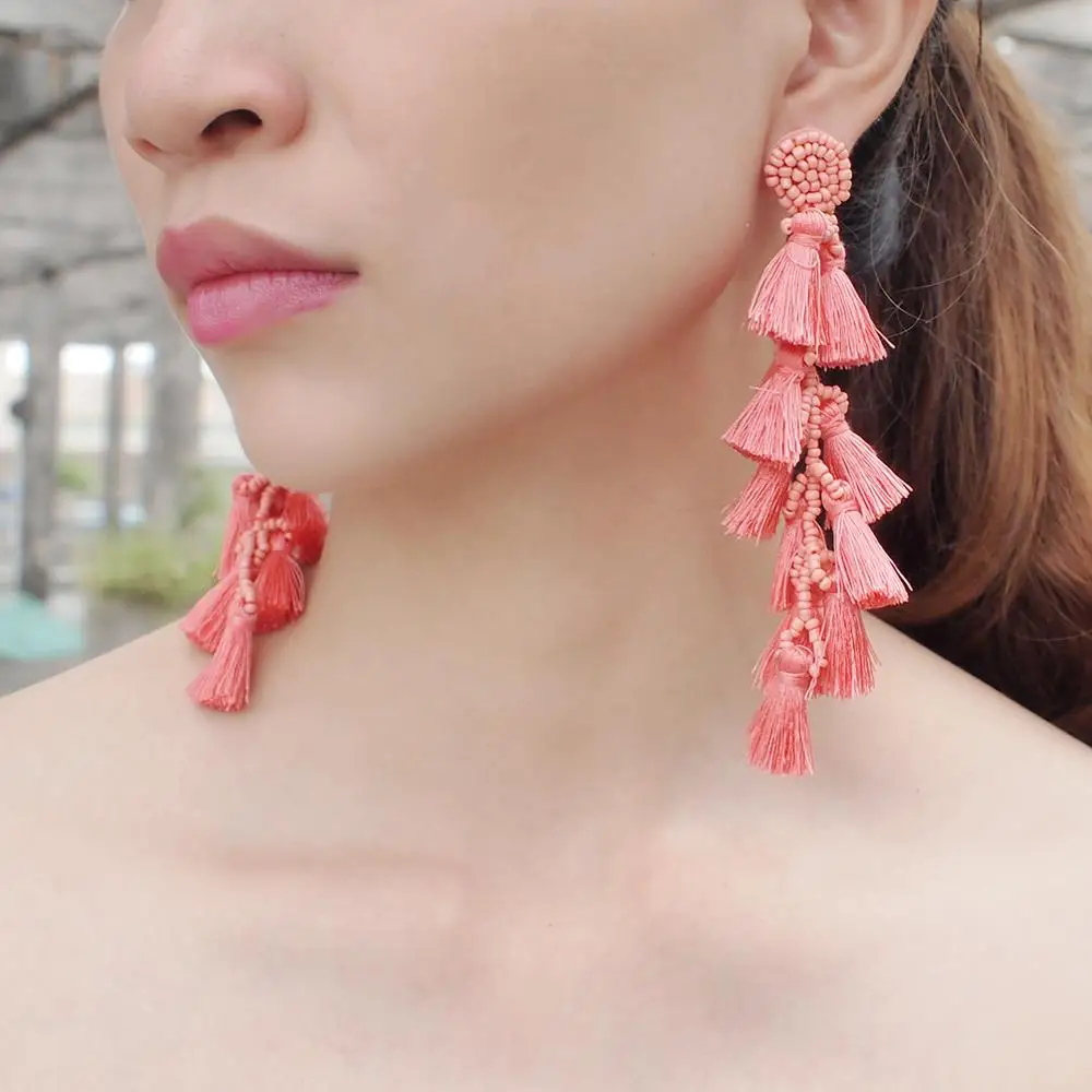 MANILAI полимерные серьги с бусинами и кисточками для женщин Бохо ручной работы
