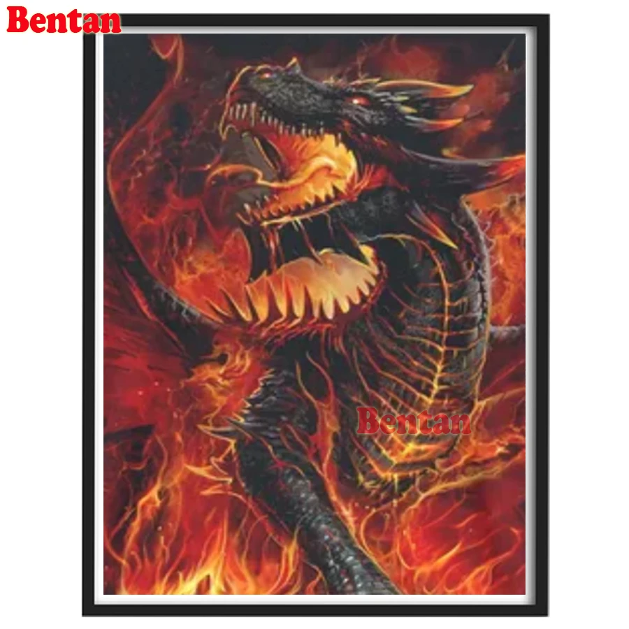 

Full Square Diamond Painting Kit Flame Dragon Pattern Embroidery Diamond Mosaic Sale Home Decoration Rhinestone Pictures