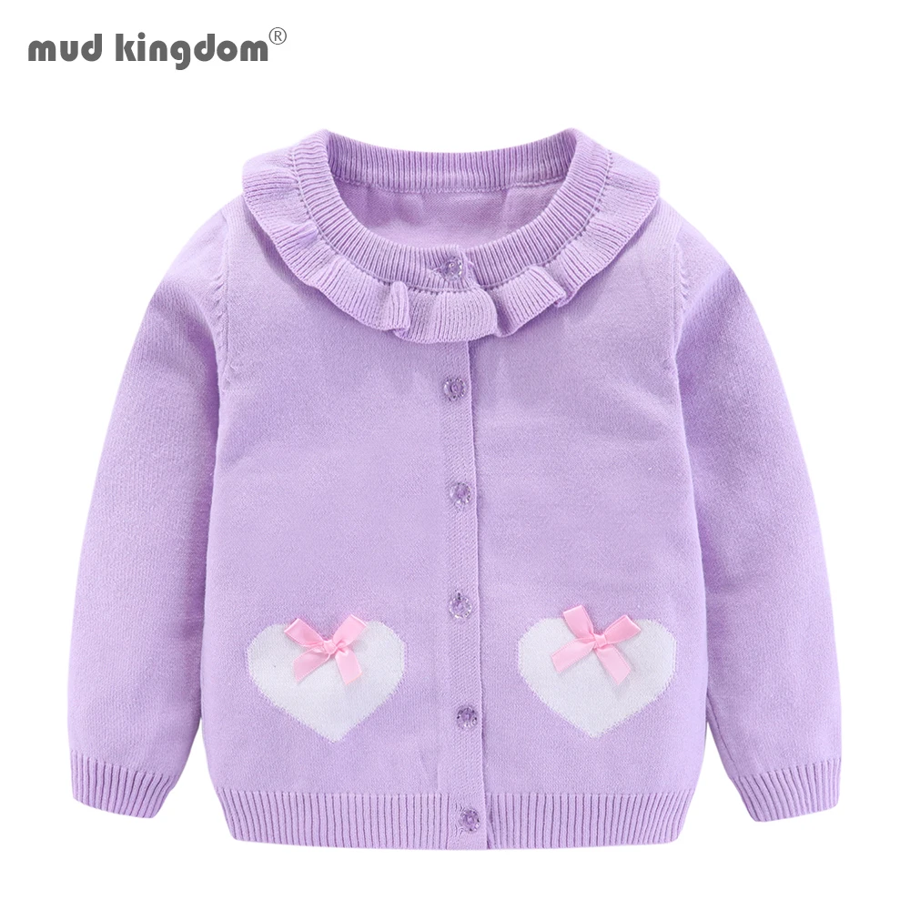Mudkingdom/вязаный свитер с сердечками для девочек Хлопковая куртка-кардиган
