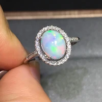 luxury atmosphere hot selling style natural black opal ring 925 silver ring noble and elegant