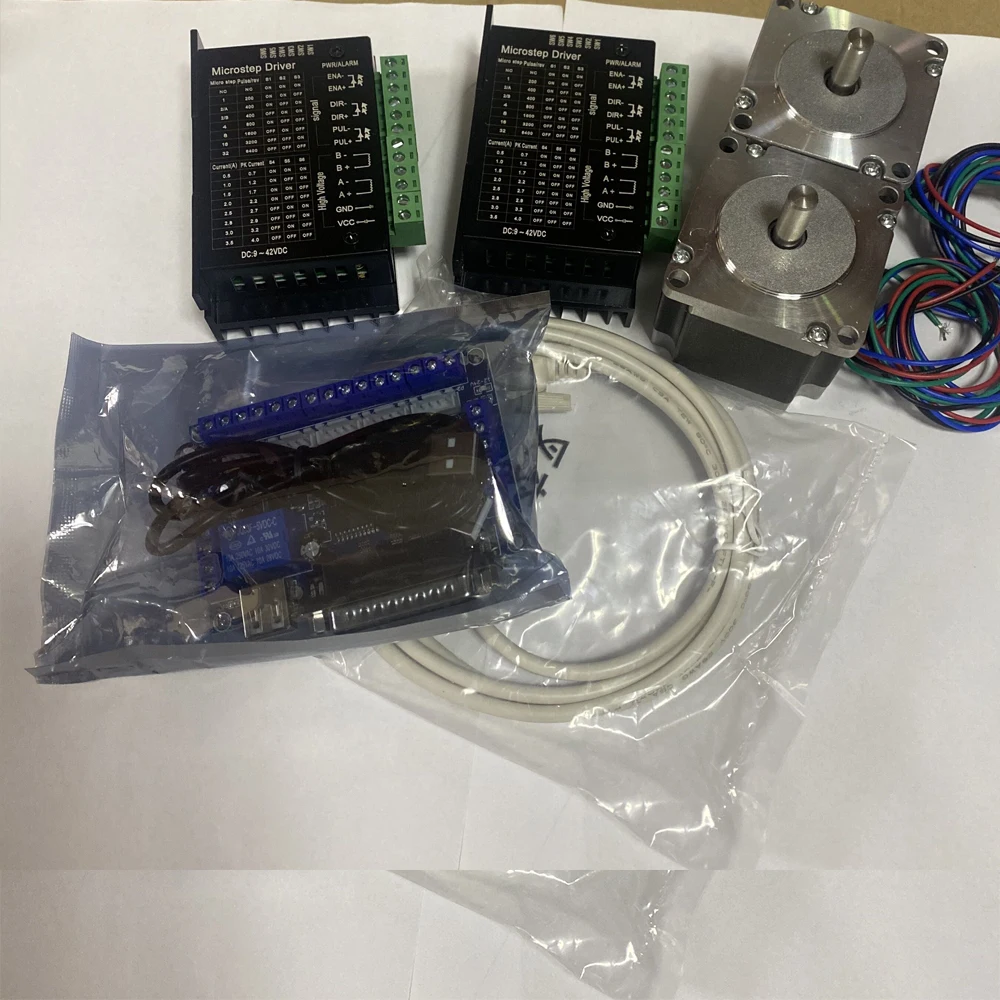 2 шт. Nema23 шаговый двигатель 8 мм вал и драйвер с mach3 Breakout Board kit 57*56 3A 1.2Nm 172Oz in 3 оси 2ph 4