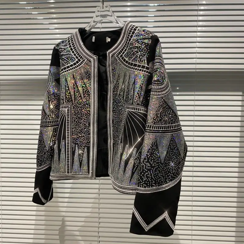 

Новинка; Обувь в стиле знаменитостей осенью 2020 блестящие звезды блестками Показать Симпатичные женские длинные рукава Короткая куртка, пал...