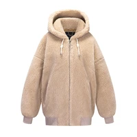 woolen cloth coat winter womens new teddy bear coat particle sheep shearing warm loose plus sized hooded fashion tops