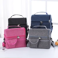 large capacity double layer thermal lunch bag picnic food insulated storage container bento milk preservation cooler tote bag