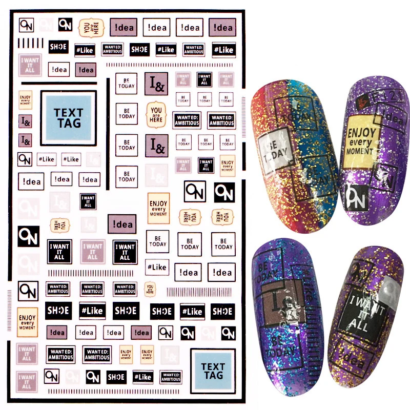 3D цветные наклейки на ногти самоклеющиеся клейкий трансферный Наклейки