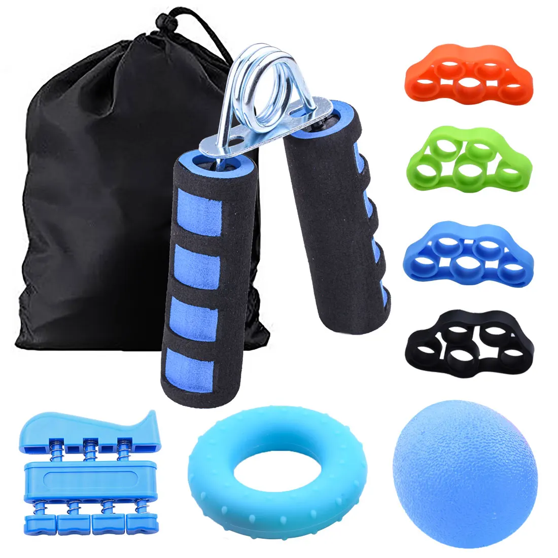 

Hand Grip Strengthener Strength Trainer with Finger Exerciser Forearm Grip Workout Wrist Stretcher Ball Ring for Men and Women