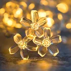 2 м3 м Вишневое освещение, цветущая цветочная гирлянда, светодиодная гирлянда на батарейках, сказочные огни, хрустальные цветы, комнатное свадебное Рождественское украшение