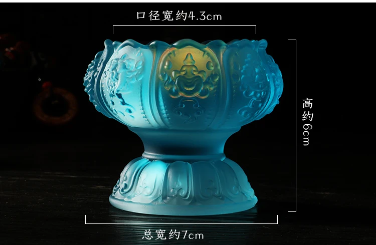 

WHOLESALE BUDDHIST ARTICLES -EFFICACIOUS HOME FAMILY PROTECTION TALISMAN- 7PCS- COLORED GLAZE LOTUS LAMP HOLDER HOLY WATER CUP