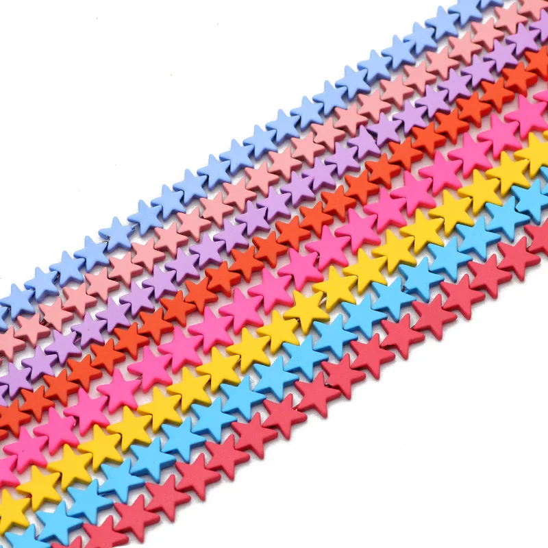 

6/8mm Five-Pointed Star Hematite Natural Stone Matte Red Blue Pink Rubber Spacer Loose Beads For Jewelry Making Diy Bracelets
