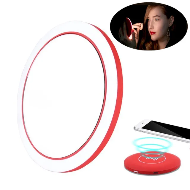 

Portable LED Makeup Mirror Adjustable Lighted Mini Circular Travel Sensing Lighting Cosmetic Mirror Wireless USB Charging