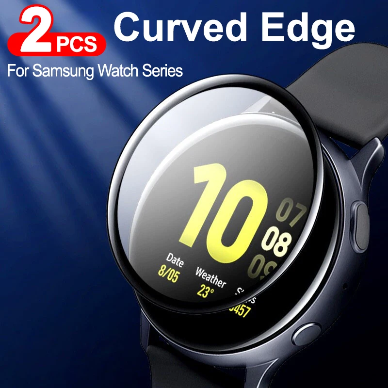 

2Pcs Full Screen Protector For Samsung Galaxy Watch Active 1 2 44mm 40mm Gear Fit2 30D Curved Edge Ultra-thin Soft Film Cover