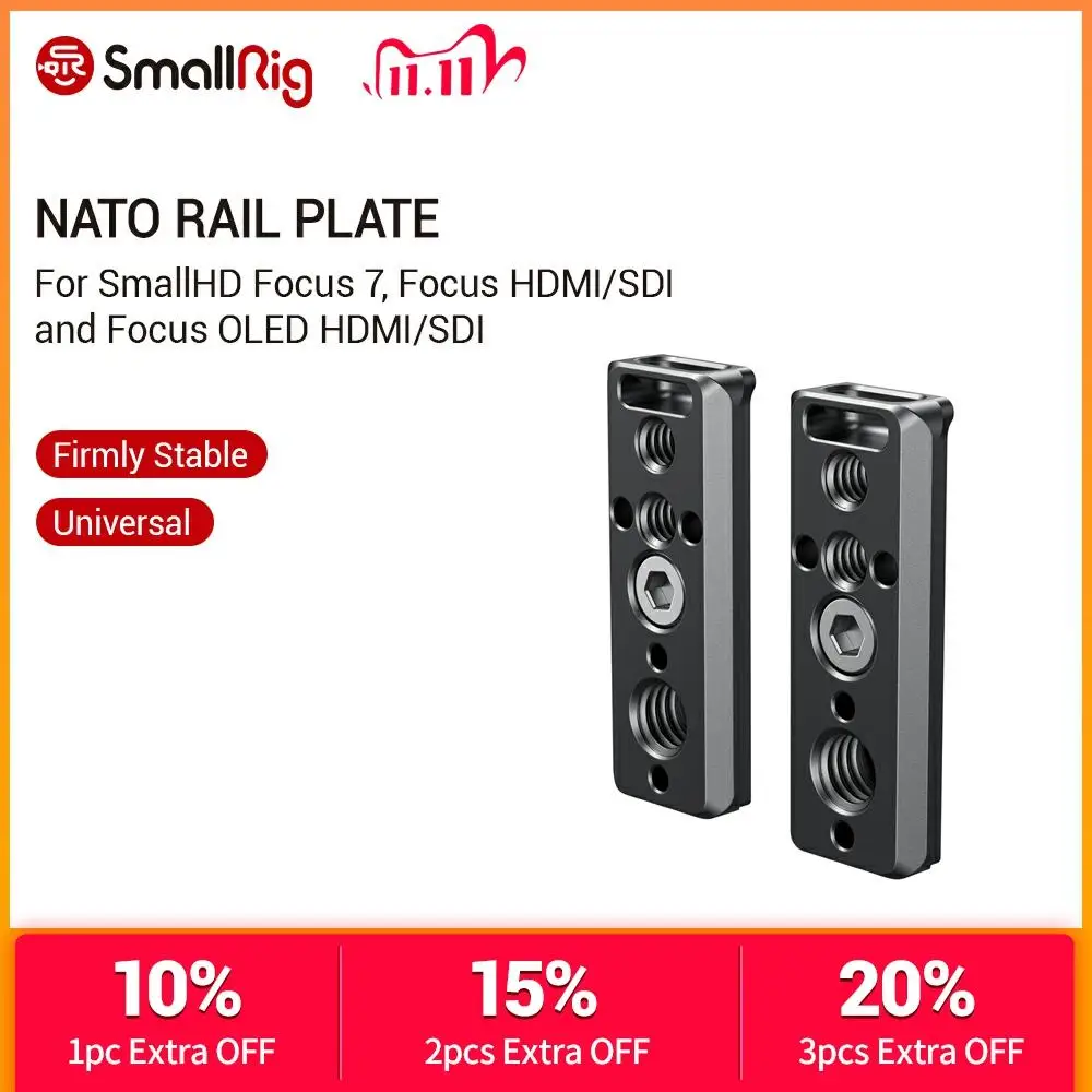 SmallRig Nato Rail Plate для SmallHD Focus 7/ HDMI/SDI (5 дюймов)/ OLED 5 дюйма) мониторная пластина с НАТО