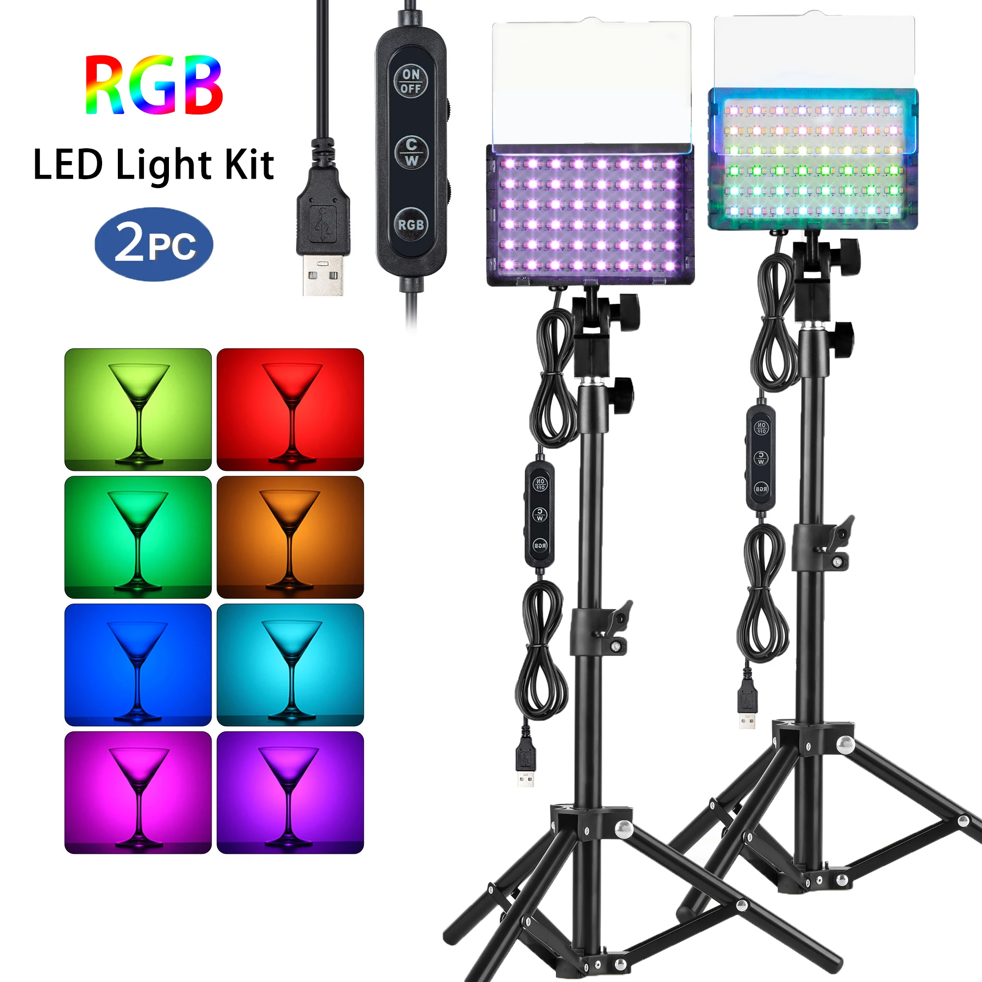 

Viltrox 2 Packs RGB USB LED Video Light Kit Selfie Light Video Conference Lighting Kit LED Tabletop Light with Tripod Stand