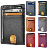 new slim rfid blocking leather wallet credit id card holder purse money case for men women 2022 fashion bag business bag