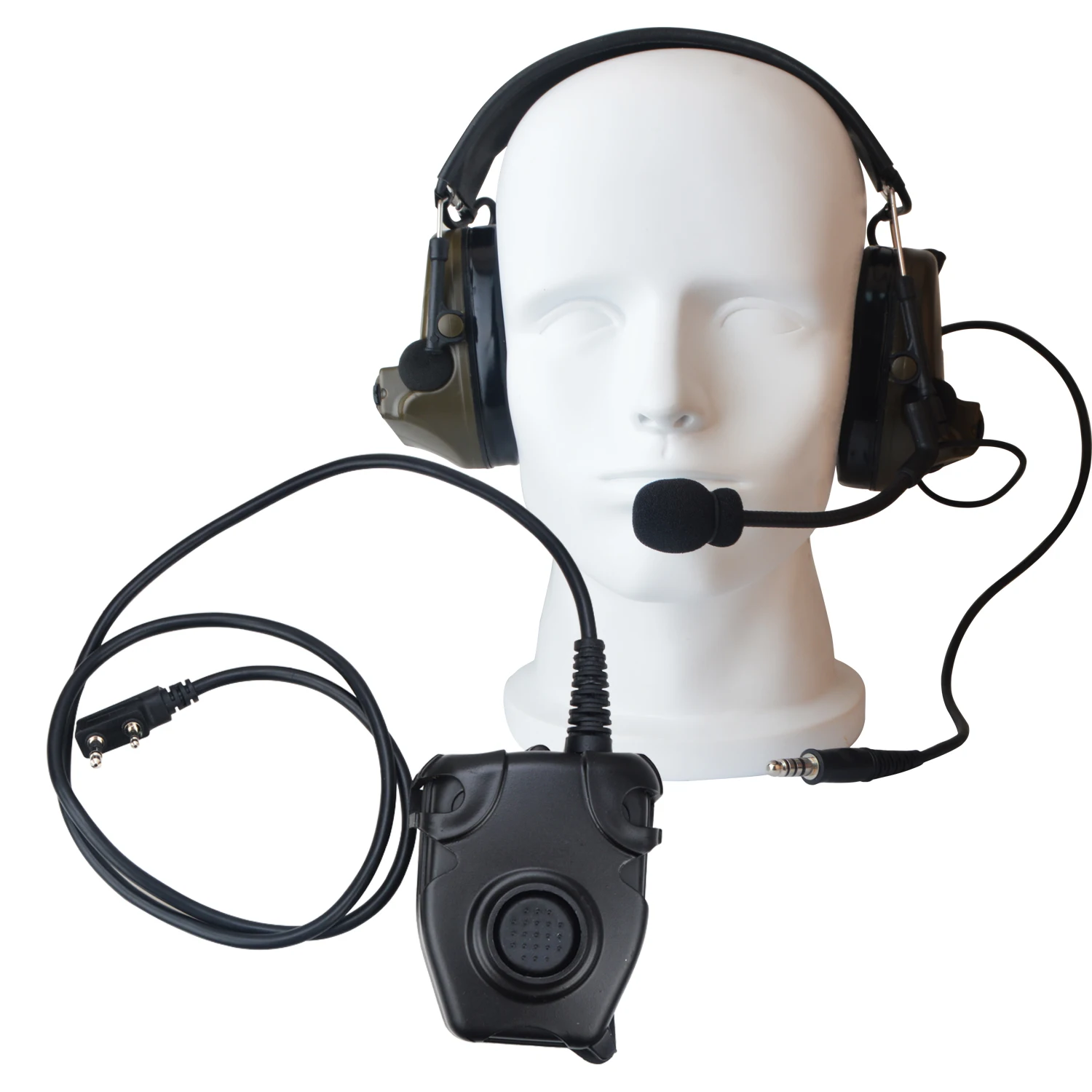 Over-head  Noise Reduction Military Tactical Helmet Headset W/Peltor PTT Button K Plug Adapter for Baofeng Handheld Radios