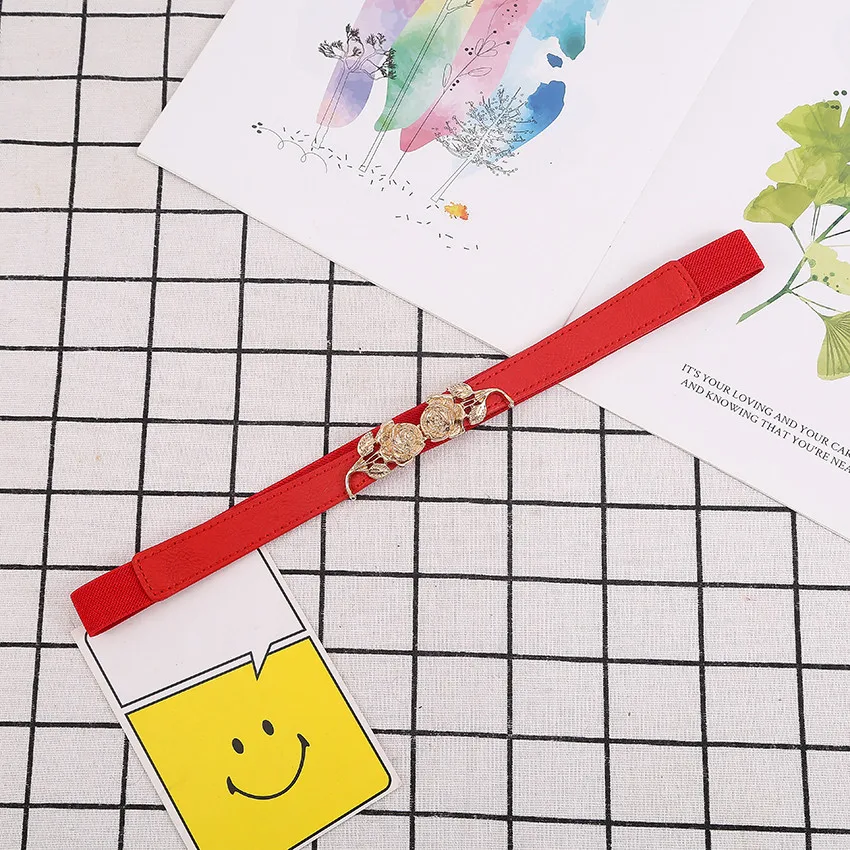 

Drop Shipping Ladies Vintage Strap Female Waistbands Waist Belt Narrow Stretch Dress Belt Thin Buckle Leather Waistband 2021