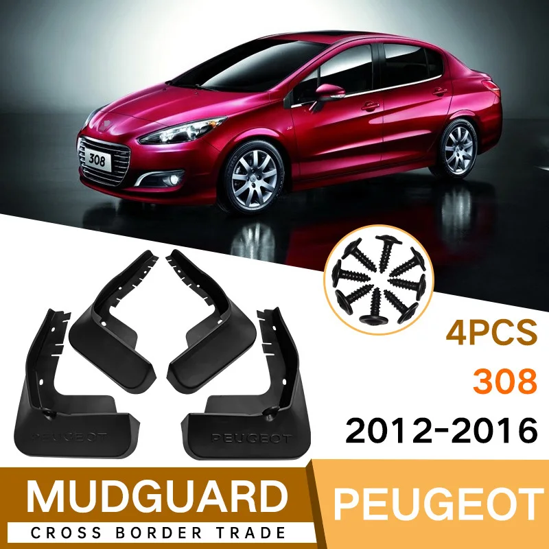 

For Peugeot 308 2012-2016 Set Molded Mud Flaps Mudflaps Splash Guards Front Rear Mud Flap Mudguards Fender Car Accessories