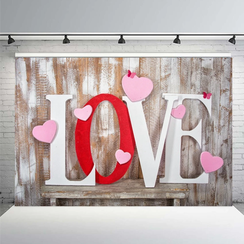 

Yeele Valentine's Day Love Heart Wood Board Floor Photocall Background Wedding Party Baby Birthday Photo Backdrop Photography