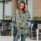 Винтажные рубашки с цветочным принтом для женщин Celmia осень 2021 блузка с длинным рукавом ассиметричные повседневные свободные Топы Большие размеры длинные блузы