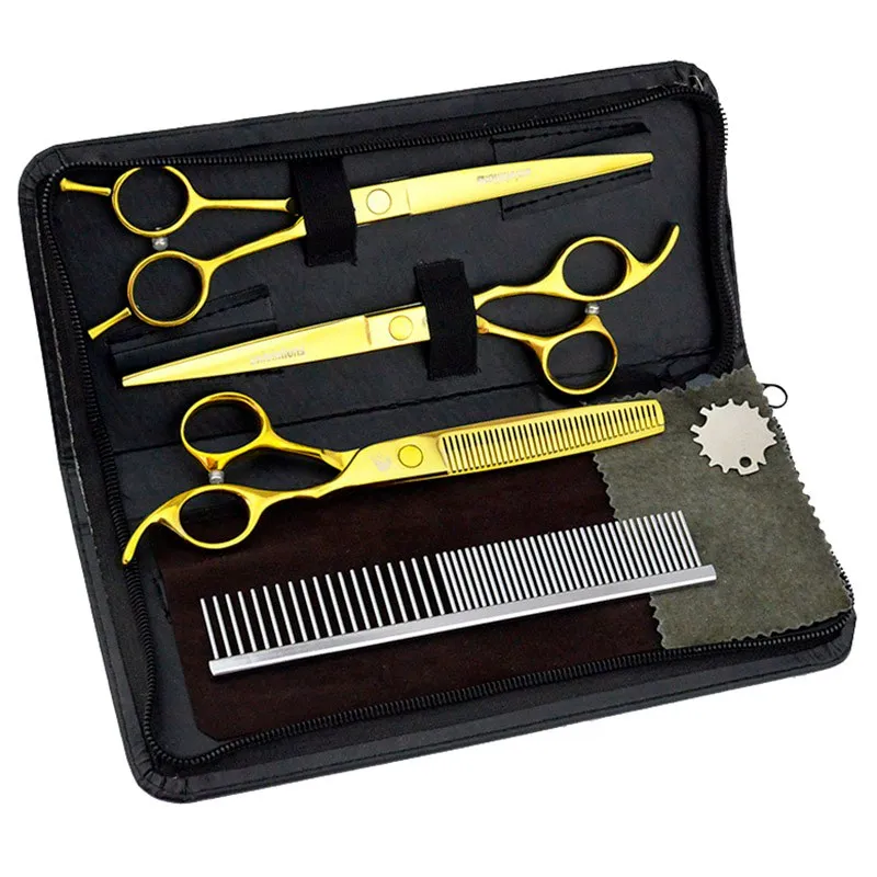 ZJQ-Dense Kit " Золотые филировочные ножницы для собак, ножницы для домашних животных, ножницы для ухода за собаками с острыми краями, ножницы для стрижки кошек, инструменты для ухода за домашними животными - Color: ZJQ-Dense Kit