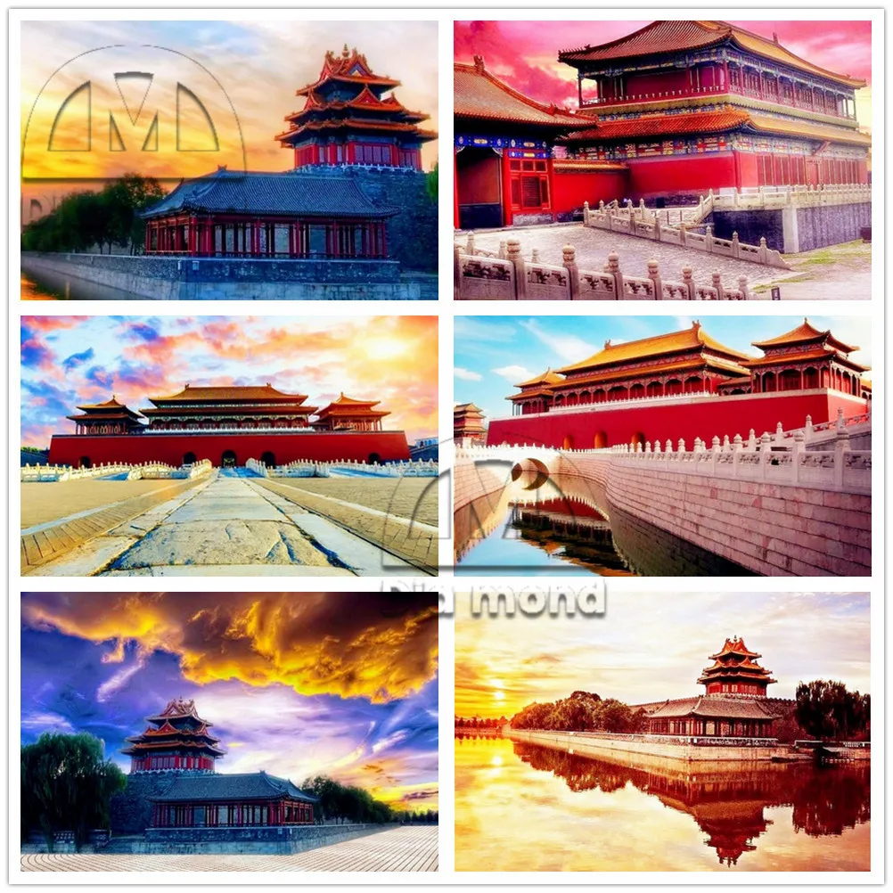 

Chinese Style Diamond Painting Forbidden City Scenery Full Drill Diamond Embroidery Cross Stitch Mosaic Art Home Decoration Gift