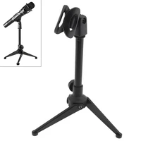 1 pc portable plastic black microphone three legged lifting stand microphone holder stand with 180 %c2%b0rotation angle for mic