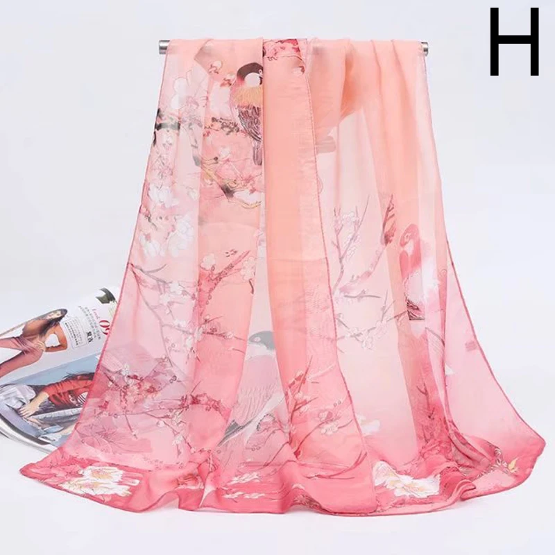 Женский шарф с цветочным принтом Длинный солнцезащитный мягкий легкая шаль |